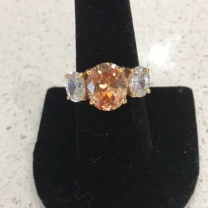 Yellow topaz and diamond costume ring